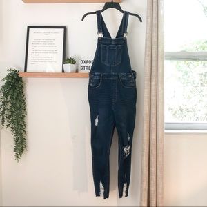 Distressed Overalls Skinny Fit